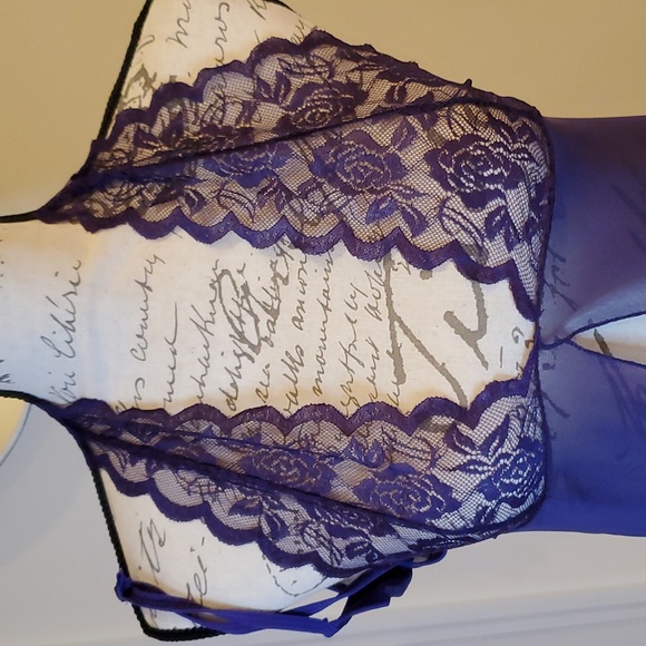 Women Lace Babydoll Bra Set Lingerie Set Solid purple 💜 - Picture 4 of 4